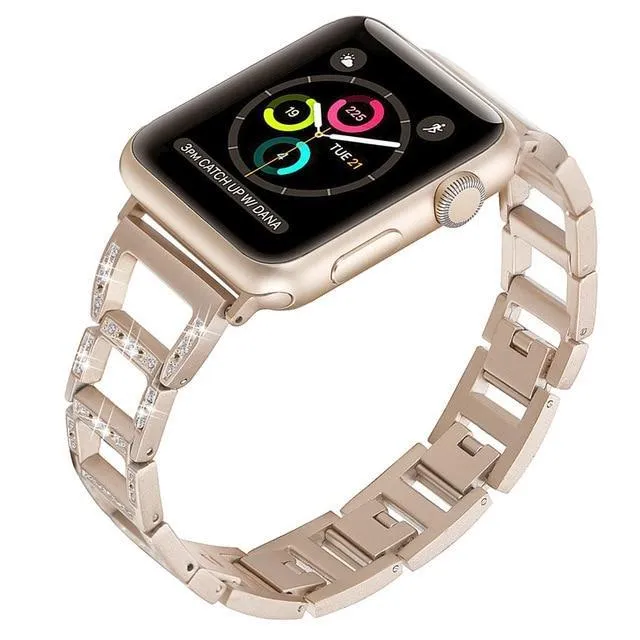 Apple Series Stainless Steel Hollow Breathable Diamond Strap