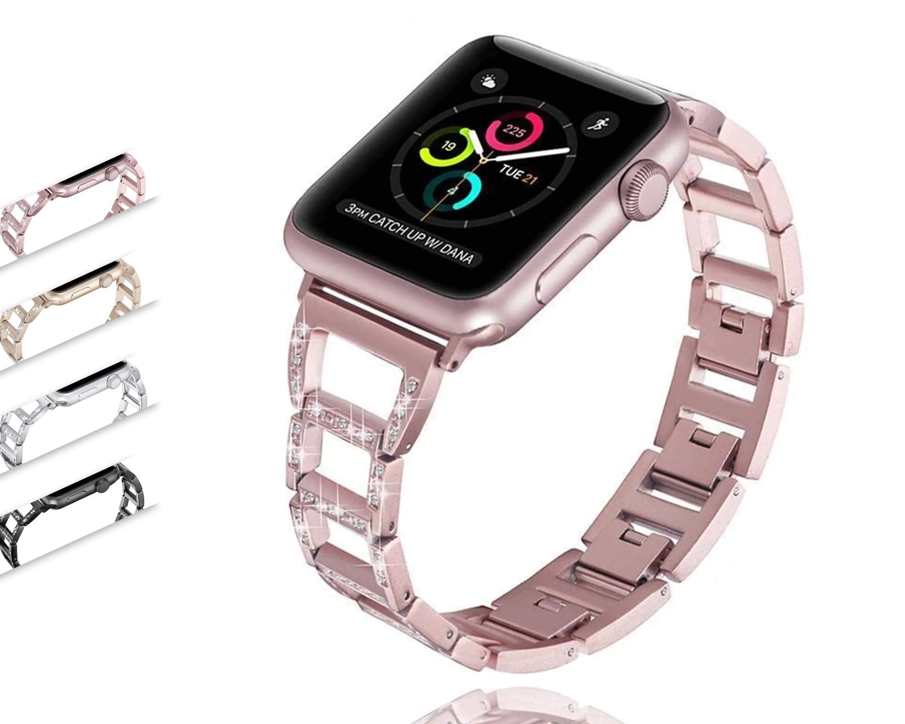 Apple Series Stainless Steel Hollow Breathable Diamond Strap