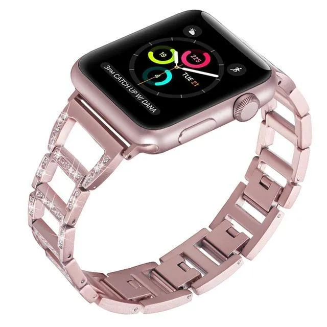 Apple Series Stainless Steel Hollow Breathable Diamond Strap
