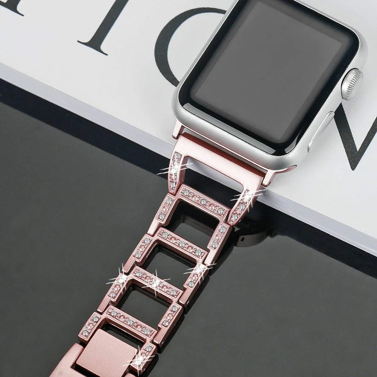 Apple Series Stainless Steel Hollow Breathable Diamond Strap