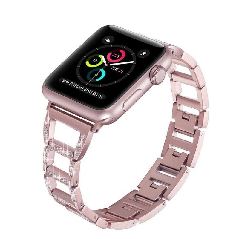 Apple Series Stainless Steel Hollow Breathable Diamond Strap