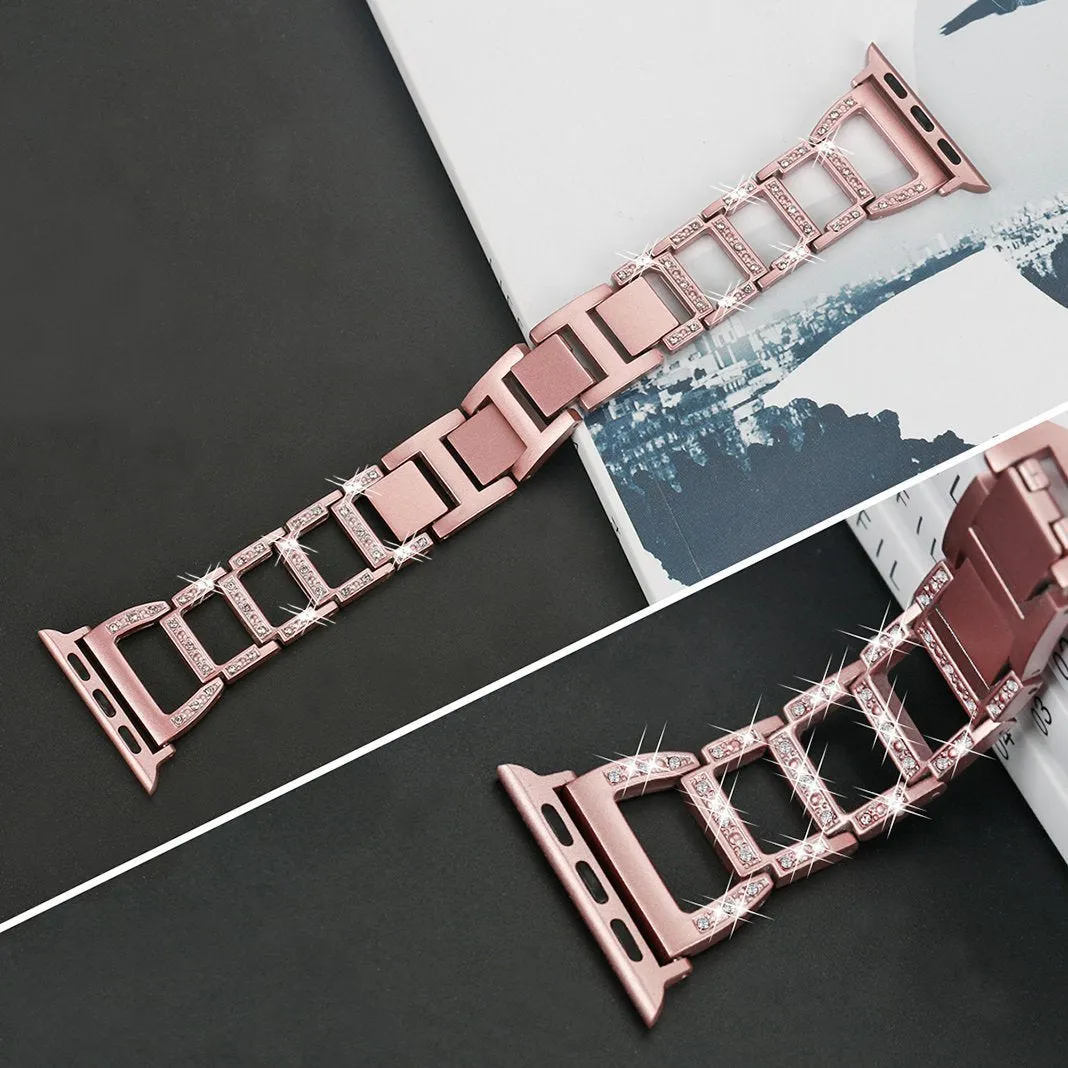 Apple Series Stainless Steel Hollow Breathable Diamond Strap