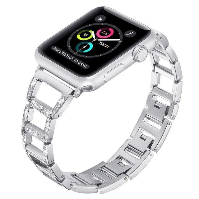 Apple Series Stainless Steel Hollow Breathable Diamond Strap