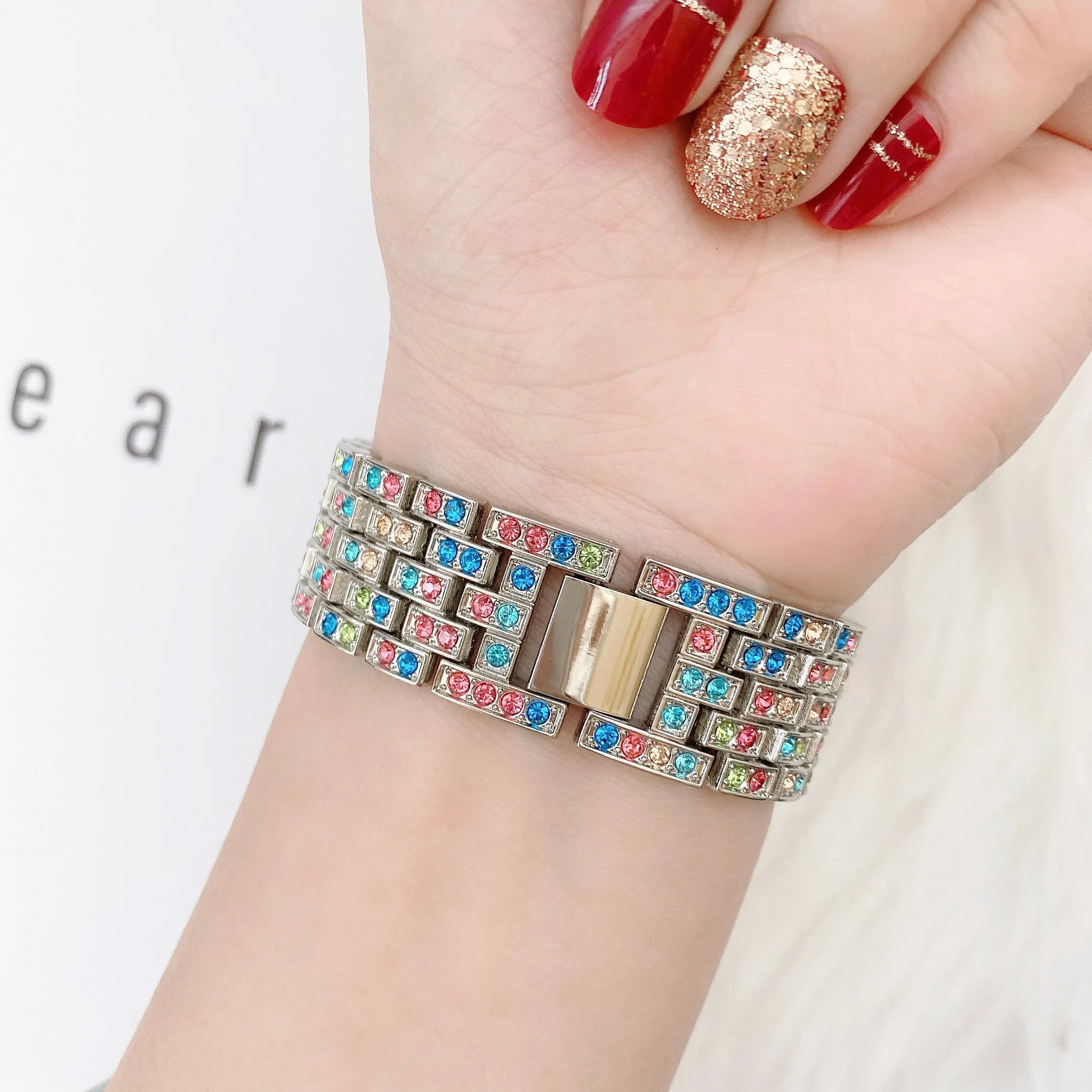 Apple Watch 7 6 5 4 3 Women Style Watch Band Colored Diamond Strap