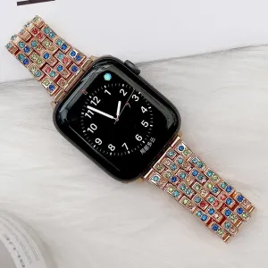 Apple Watch 7 6 5 4 3 Women Style Watch Band Colored Diamond Strap