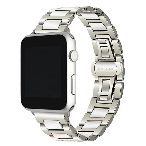 Apple Watch Band 8 Ceramic two-tone Designer Premium Steel Link Strap