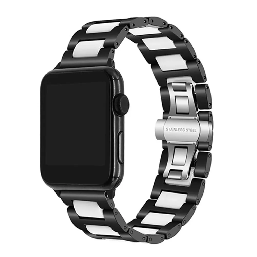Apple Watch Band 8 Ceramic two-tone Designer Premium Steel Link Strap