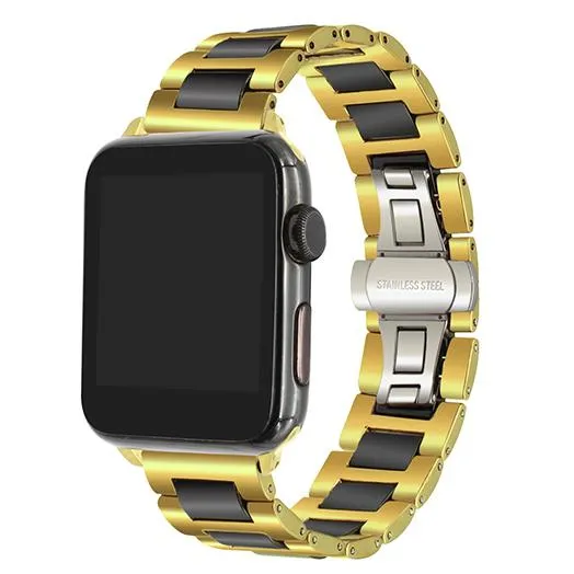 Apple Watch Band 8 Ceramic two-tone Designer Premium Steel Link Strap