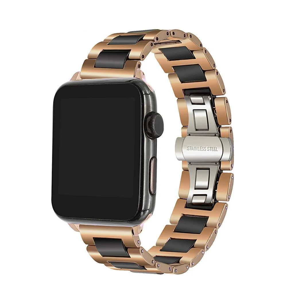 Apple Watch Band 8 Ceramic two-tone Designer Premium Steel Link Strap