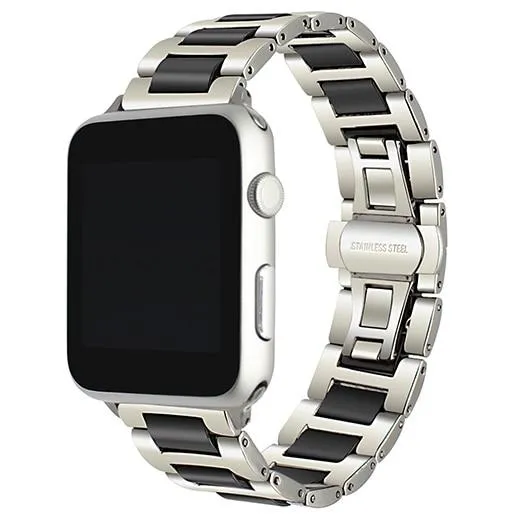 Apple Watch Band 8 Ceramic two-tone Designer Premium Steel Link Strap