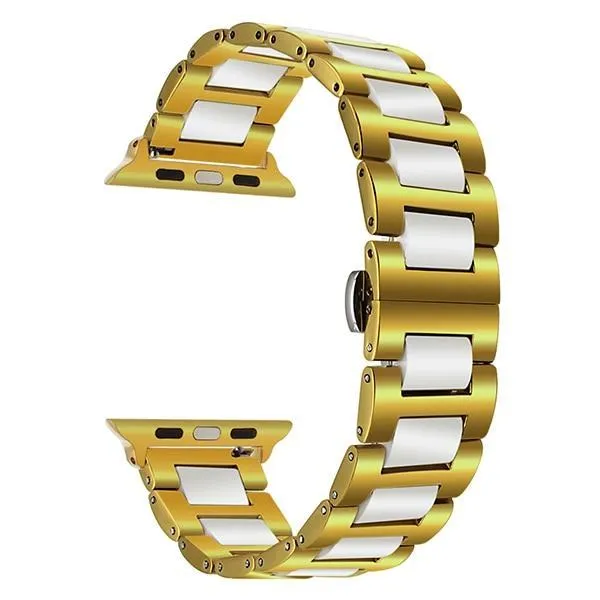 Apple Watch Band 8 Ceramic two-tone Designer Premium Steel Link Strap