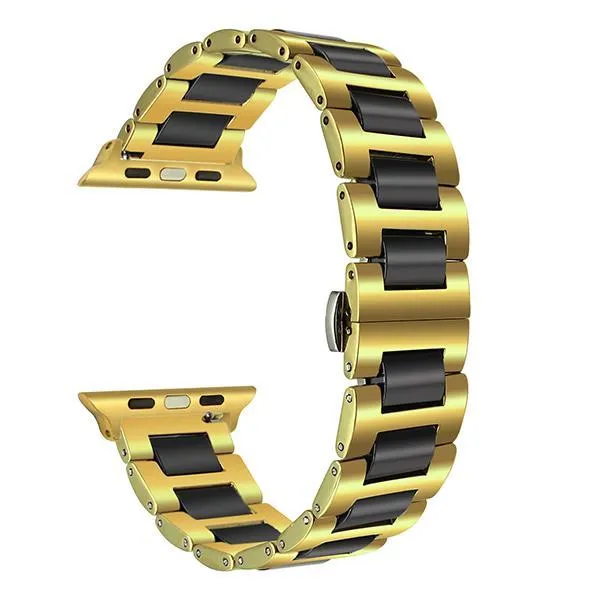 Apple Watch Band 8 Ceramic two-tone Designer Premium Steel Link Strap