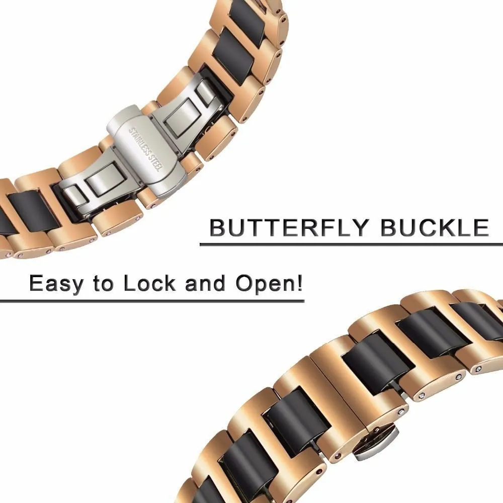 Apple Watch Band 8 Ceramic two-tone Designer Premium Steel Link Strap