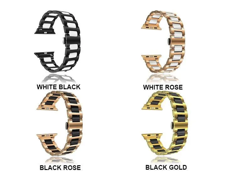 Apple Watch Band 8 Ceramic two-tone Designer Premium Steel Link Strap