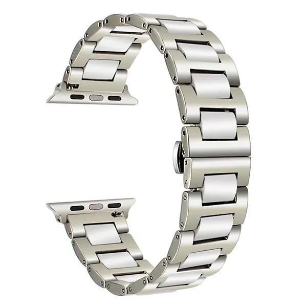 Apple Watch Band 8 Ceramic two-tone Designer Premium Steel Link Strap