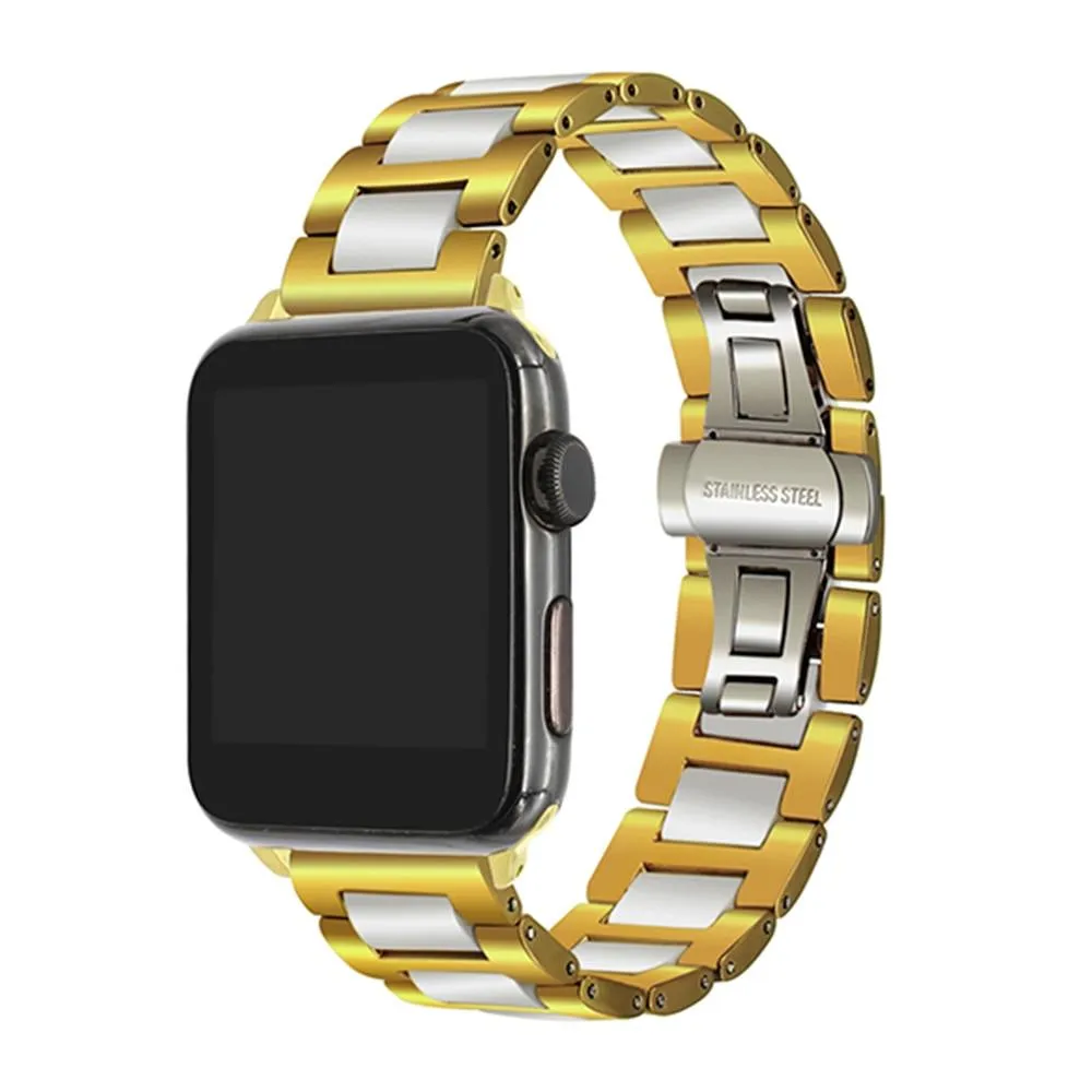 Apple Watch Band 8 Ceramic two-tone Designer Premium Steel Link Strap