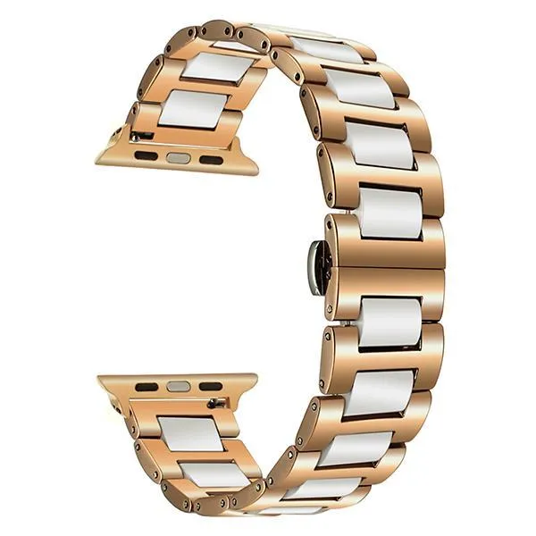 Apple Watch Band 8 Ceramic two-tone Designer Premium Steel Link Strap