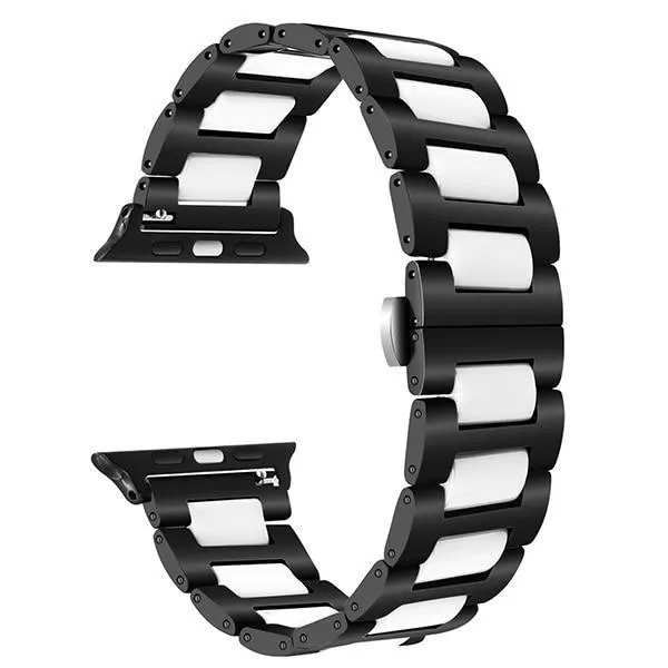 Apple Watch Band 8 Ceramic two-tone Designer Premium Steel Link Strap