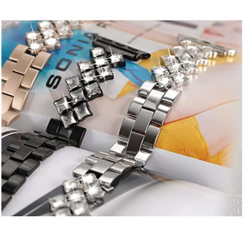 Apple Watch Band Bling rhinestone Diamond cz shiny women Steel Strap