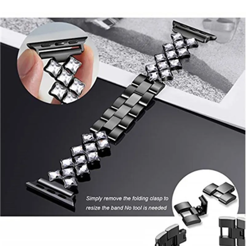 Apple Watch Band Bling rhinestone Diamond cz shiny women Steel Strap