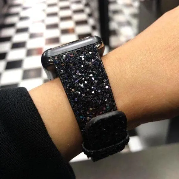 Apple Watch Band Luxury Sparkle Glitter Bling Leather Watchbands