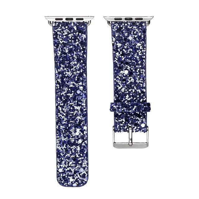 Apple Watch Band Luxury Sparkle Glitter Bling Leather Watchbands