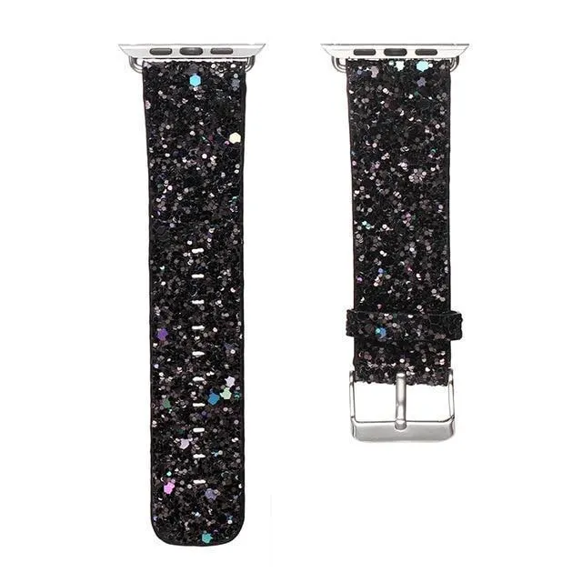 Apple Watch Band Luxury Sparkle Glitter Bling Leather Watchbands
