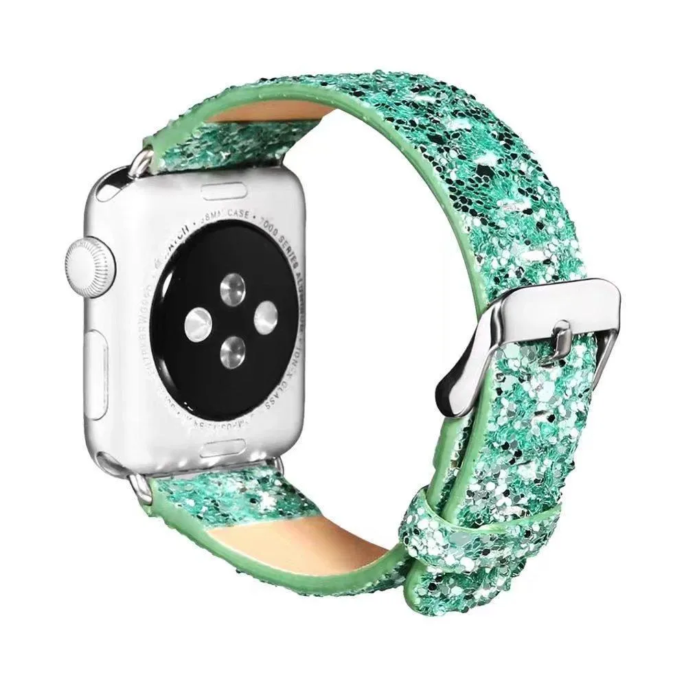 Apple Watch Band Luxury Sparkle Glitter Bling Leather Watchbands