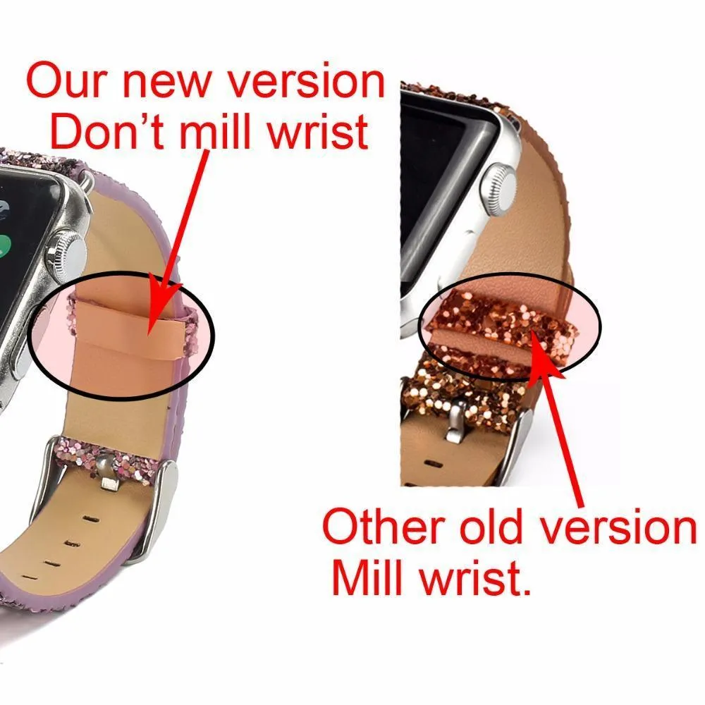 Apple Watch Band Luxury Sparkle Glitter Bling Leather Watchbands
