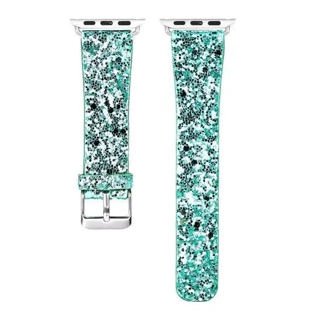Apple Watch Band Luxury Sparkle Glitter Bling Leather Watchbands