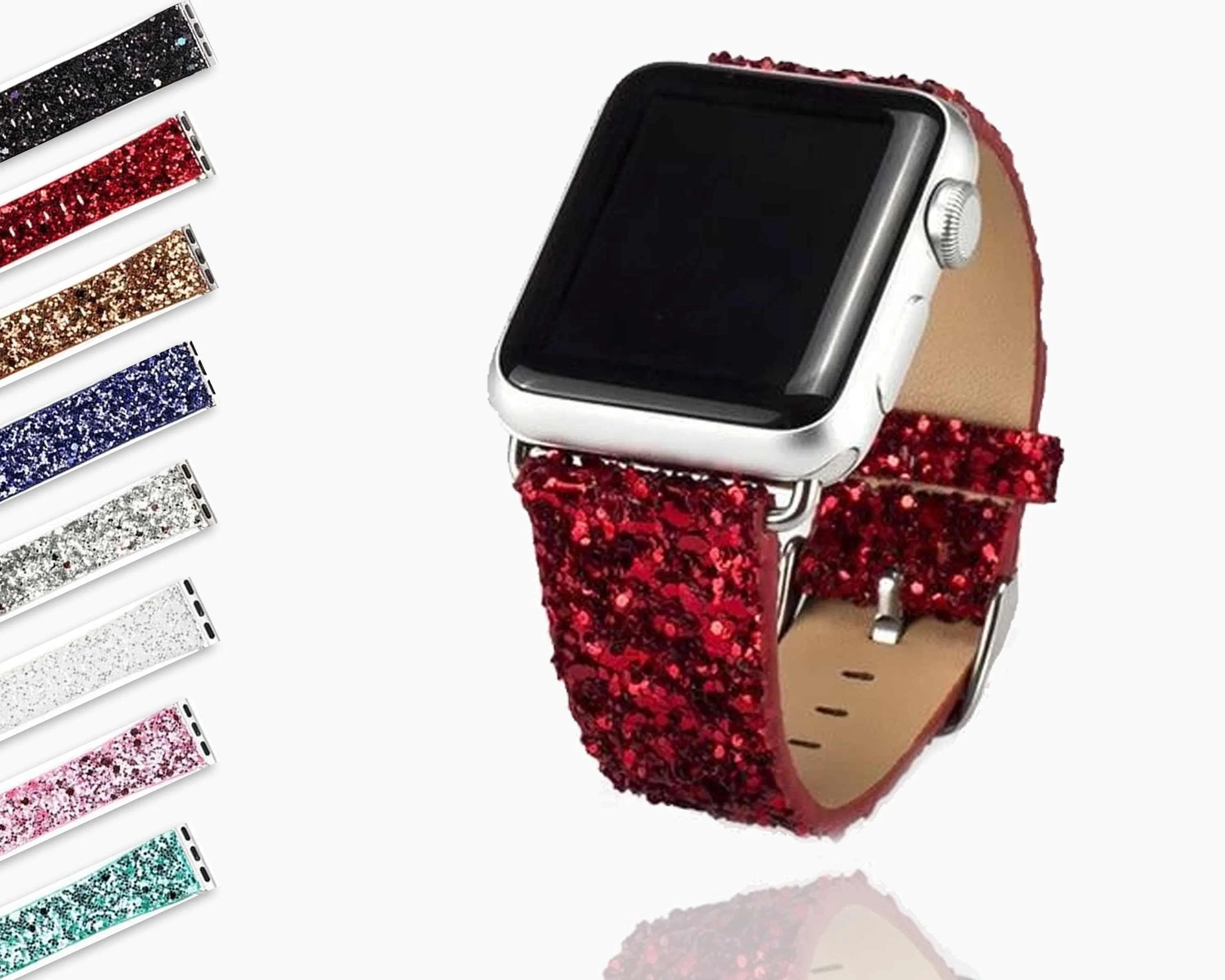 Apple Watch Band Luxury Sparkle Glitter Bling Leather Watchbands