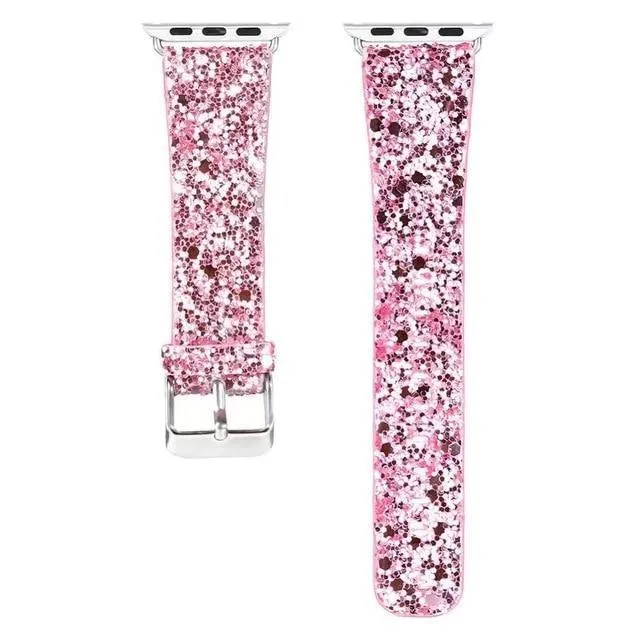 Apple Watch Band Luxury Sparkle Glitter Bling Leather Watchbands