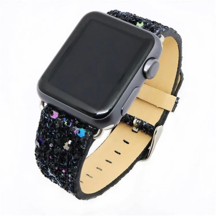 Apple Watch Band Luxury Sparkle Glitter Bling Leather Watchbands