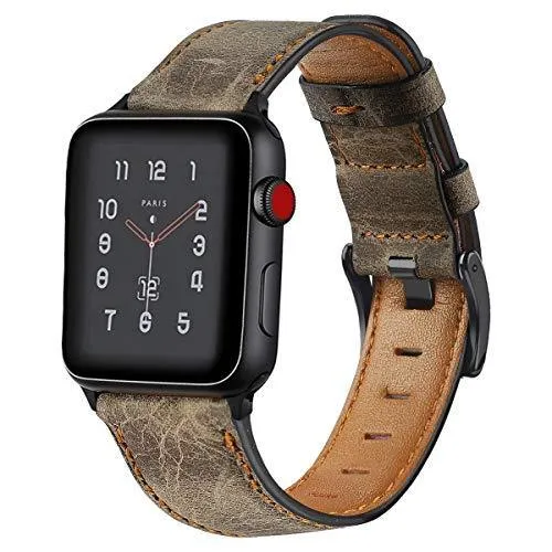 Apple Watch Band Series 7 6 5 4 Retro Cow Leather Strap iWatch