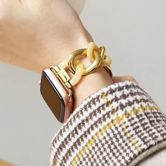 Apple Watch Band Series Cowboy Chain Style Resin Steel Watchband