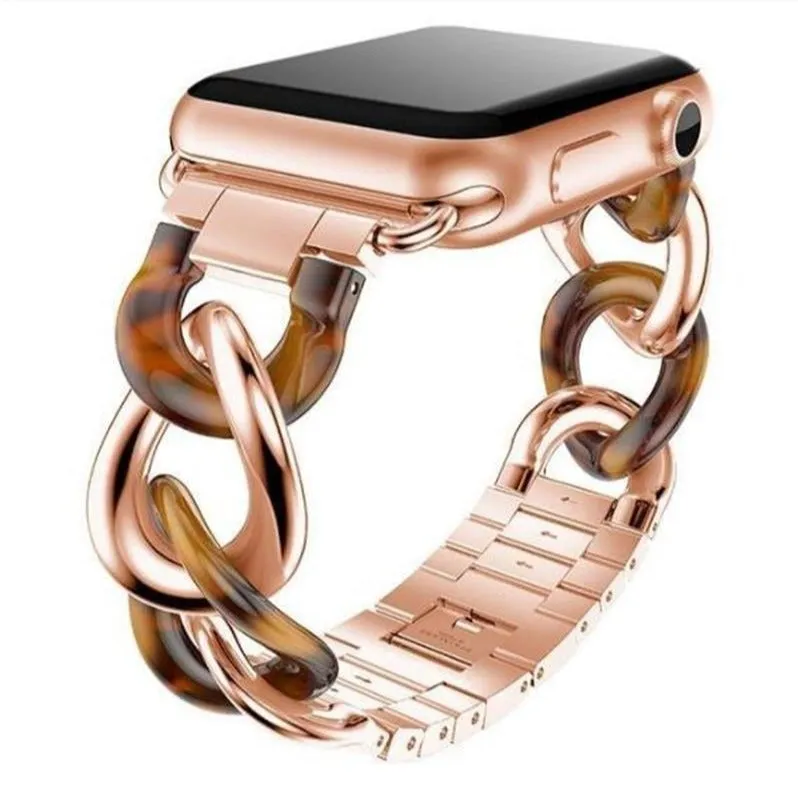 Apple Watch Band Series Cowboy Chain Style Resin Steel Watchband
