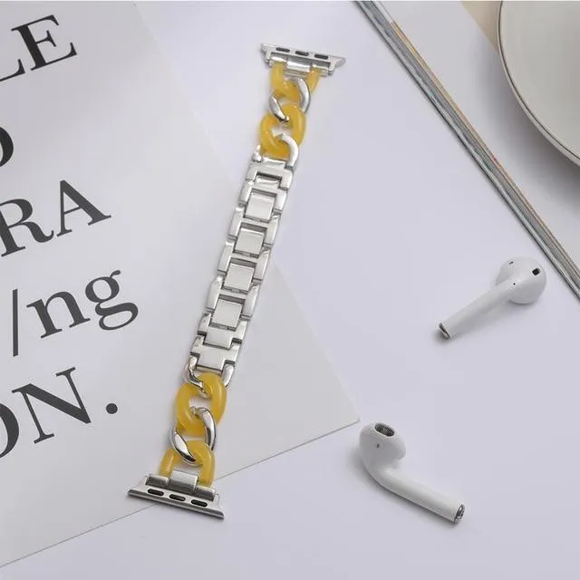 Apple Watch Band Series Cowboy Chain Style Resin Steel Watchband