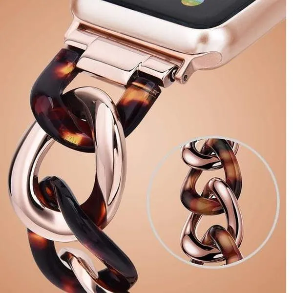 Apple Watch Band Series Cowboy Chain Style Resin Steel Watchband