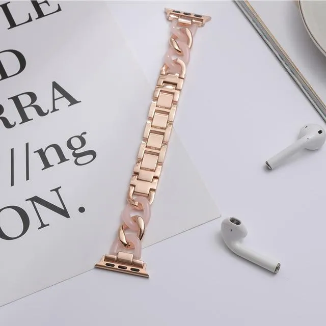 Apple Watch Band Series Cowboy Chain Style Resin Steel Watchband