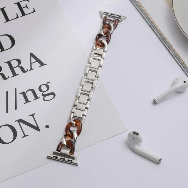 Apple Watch Band Series Cowboy Chain Style Resin Steel Watchband
