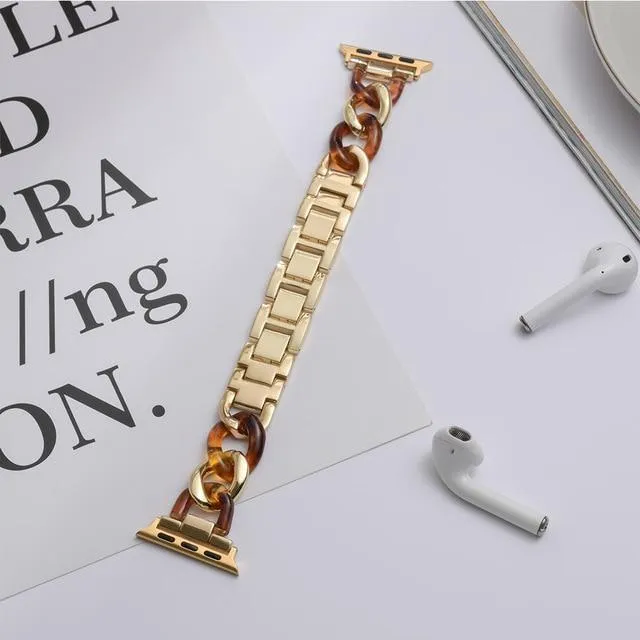 Apple Watch Band Series Cowboy Chain Style Resin Steel Watchband
