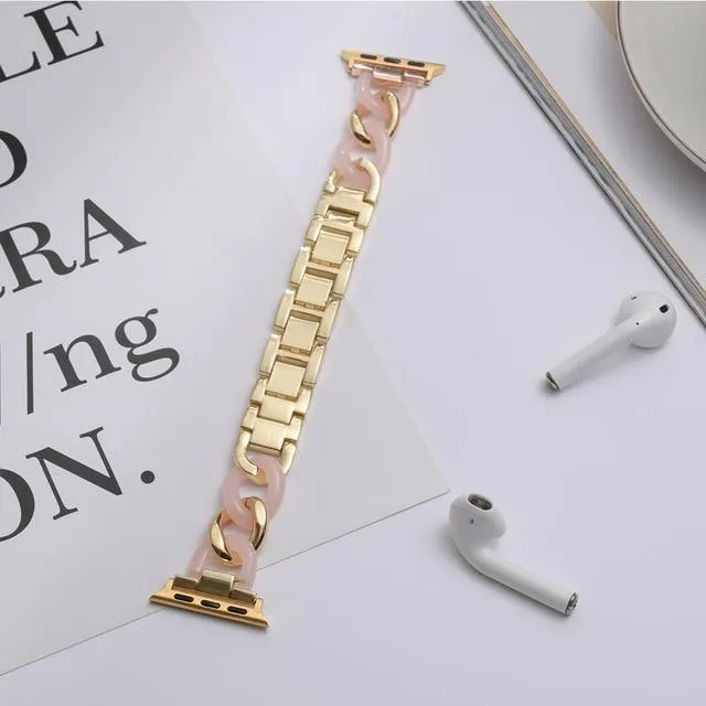 Apple Watch Band Series Cowboy Chain Style Resin Steel Watchband