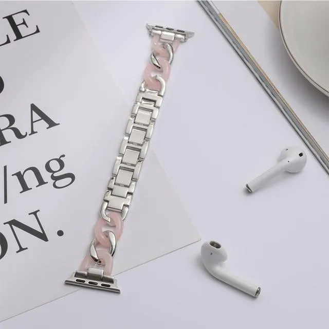 Apple Watch Band Series Cowboy Chain Style Resin Steel Watchband