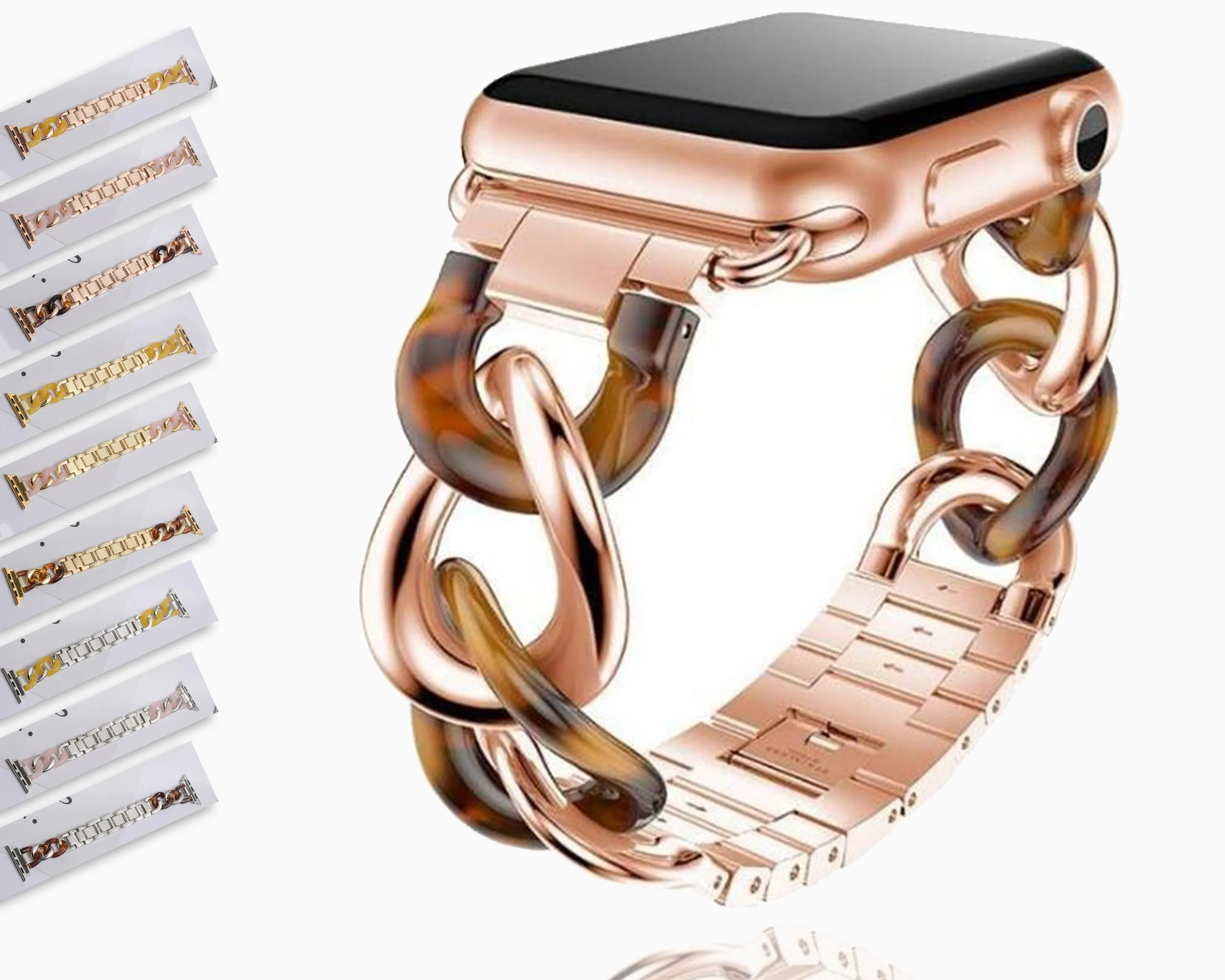 Apple Watch Band Series Cowboy Chain Style Resin Steel Watchband