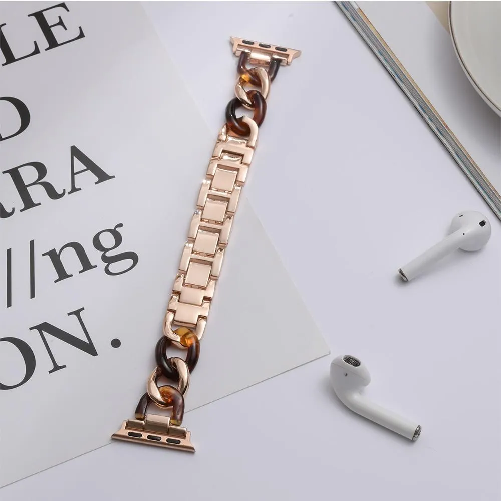 Apple Watch Band Series Cowboy Chain Style Resin Steel Watchband