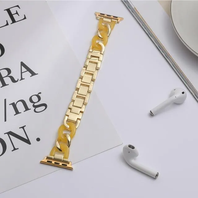 Apple Watch Band Series Cowboy Chain Style Resin Steel Watchband