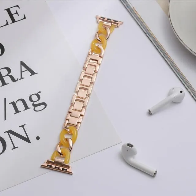 Apple Watch Band Series Cowboy Chain Style Resin Steel Watchband