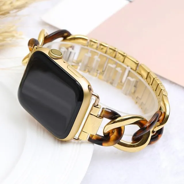 Apple Watch Band Series Cowboy Chain Style Resin Steel Watchband