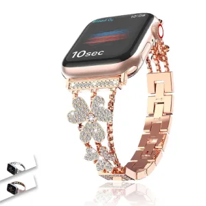 Apple Watch Band Silver, Rose Gold Bling Women Strap & Case Set 8 7 6
