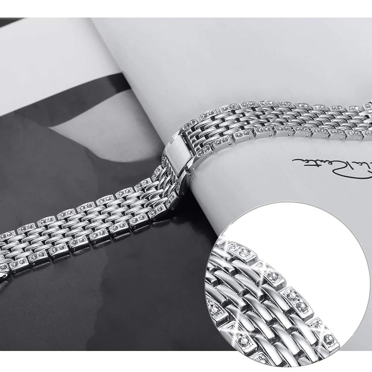 Apple Watch Bling Women Band Steel Premium Crystals Rhinestone Cuff